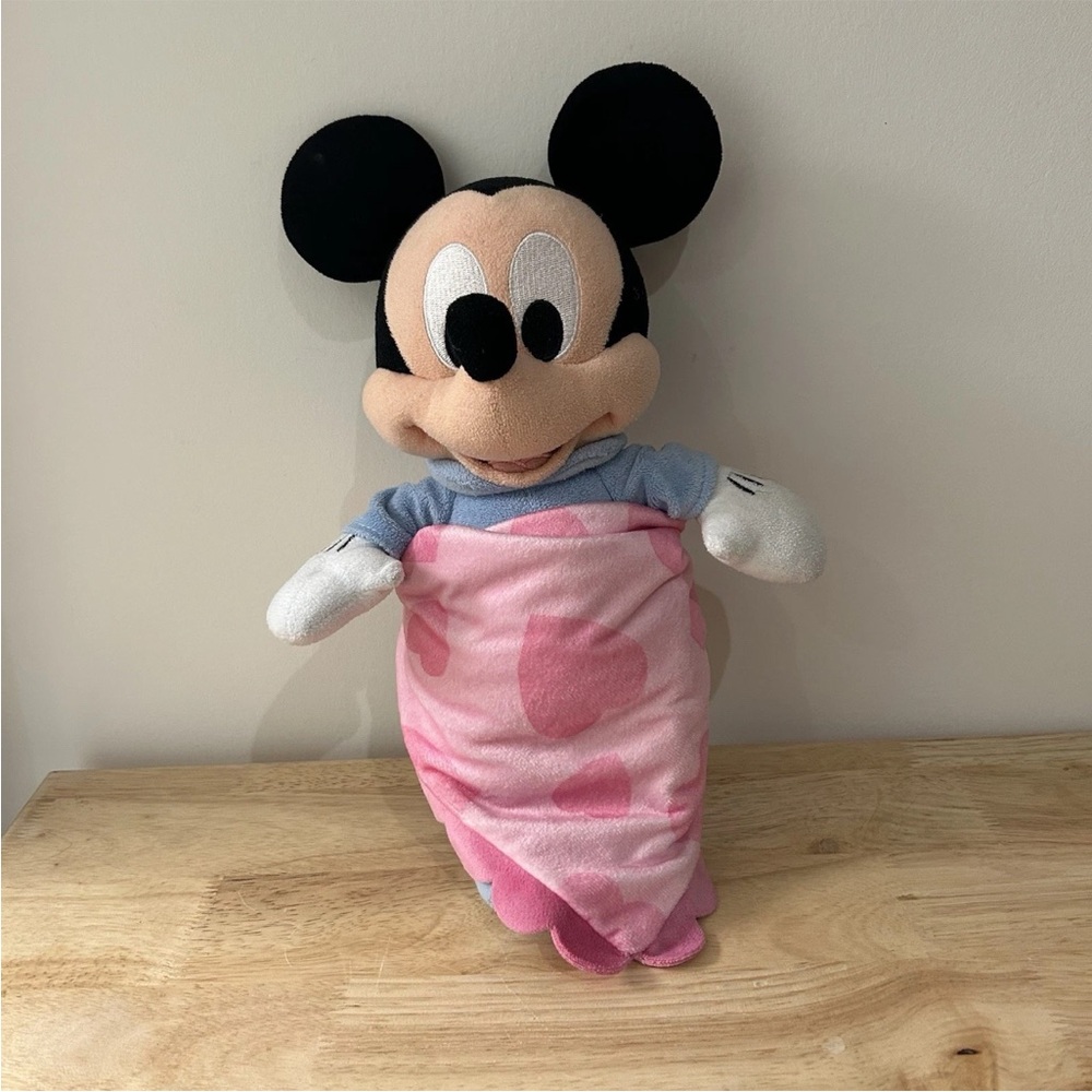 Disney Babies Disney Parks Mickey Mouse Blue Plush 12” Stuffed Embroidered Eyes